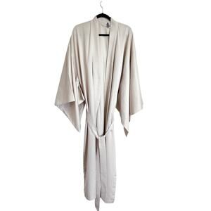 VTG Battaglia Satin Womens Maxi Kimono Robe Size O/S Creamy Tan Feminine Whimsy